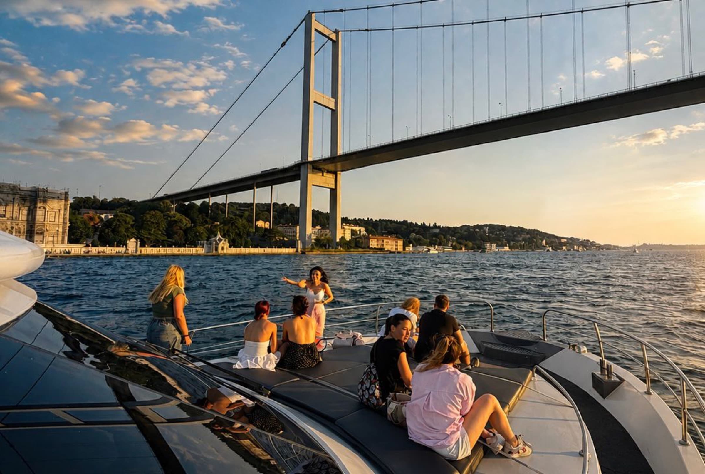 Under the Bosphorus Bridge, Beylerbeyi Palace on the shore