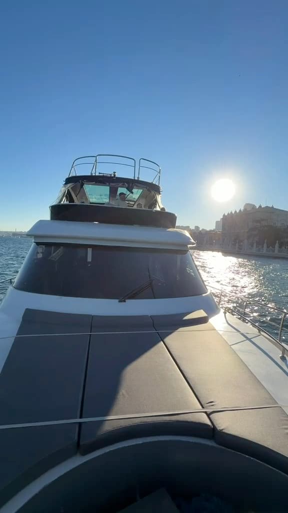 Flybridge silhouette against the sunset