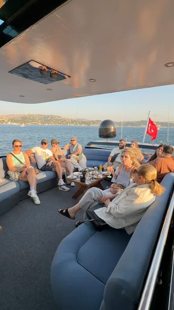 Private group dining at the upper-deck lounge at sunset